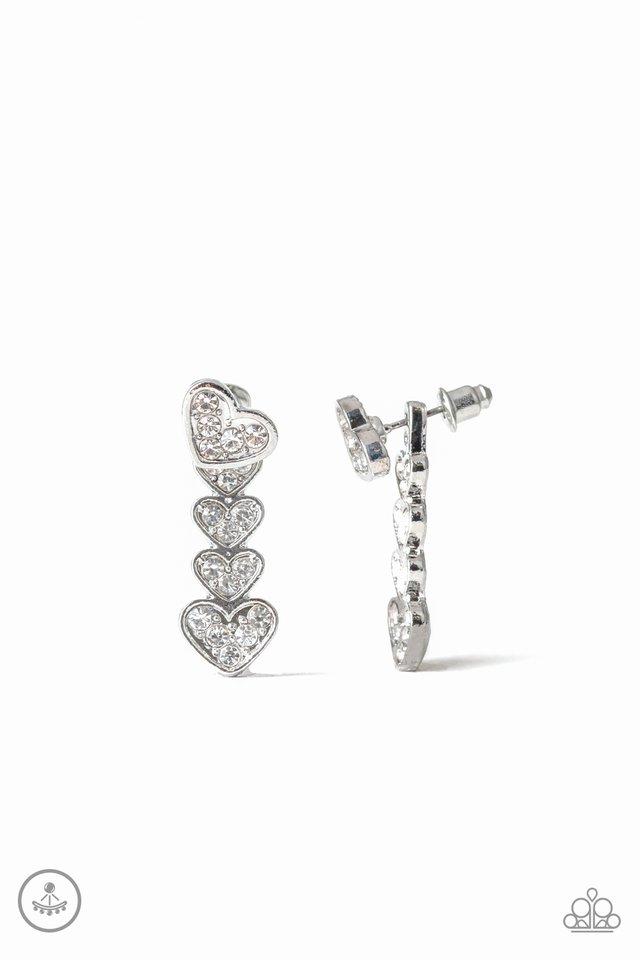 Paparazzi Earring ~ Heartthrob Twinkle - White