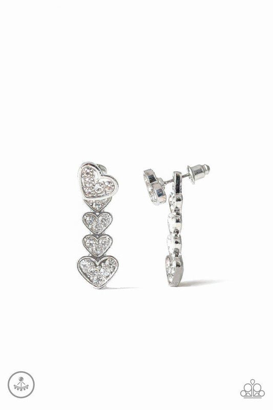 Paparazzi Earring ~ Heartthrob Twinkle - White