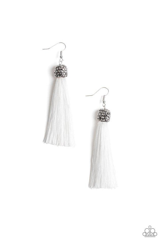 Paparazzi Earring ~ Make Room For Plume - White
