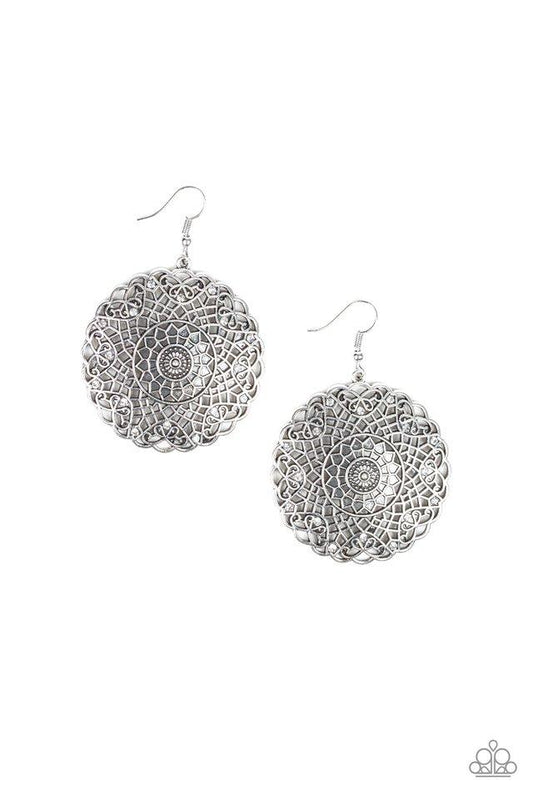 Paparazzi Earring ~ Mandala Mandalay - White