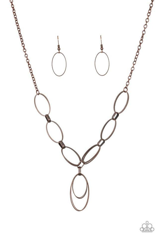 Paparazzi Necklace ~ All OVAL Town - Copper