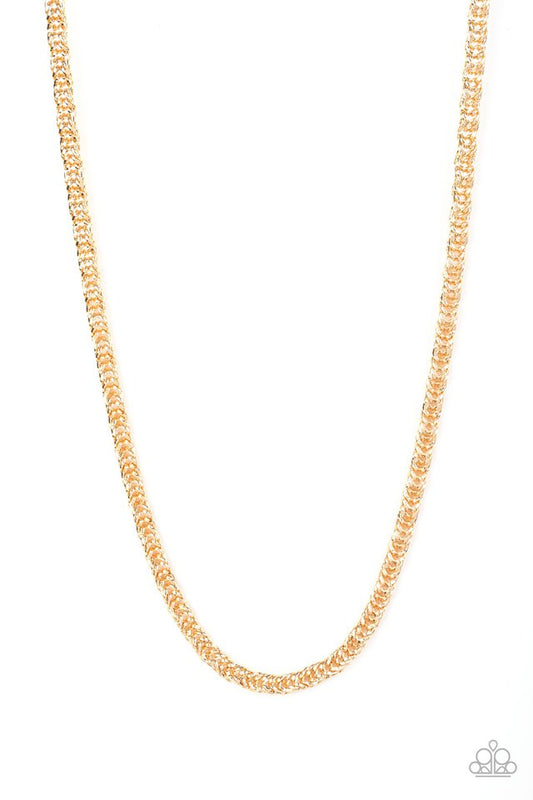 Go Down Fighting - Gold - Paparazzi Necklace Image