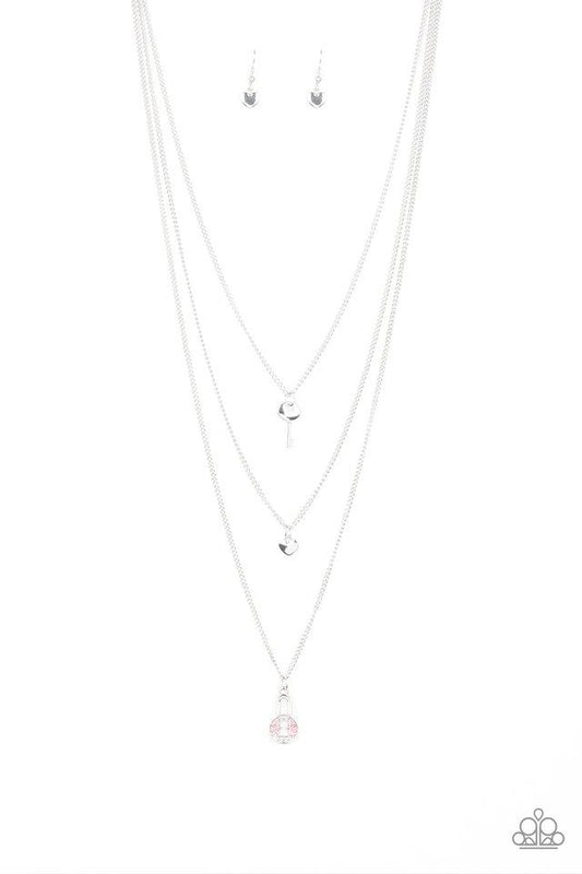 Paparazzi Necklace ~ Secret Heart - Pink