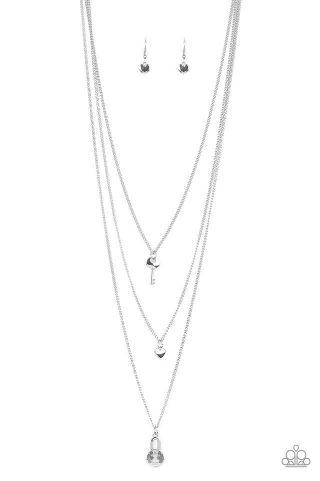 Paparazzi Necklace ~ Secret Heart - Silver