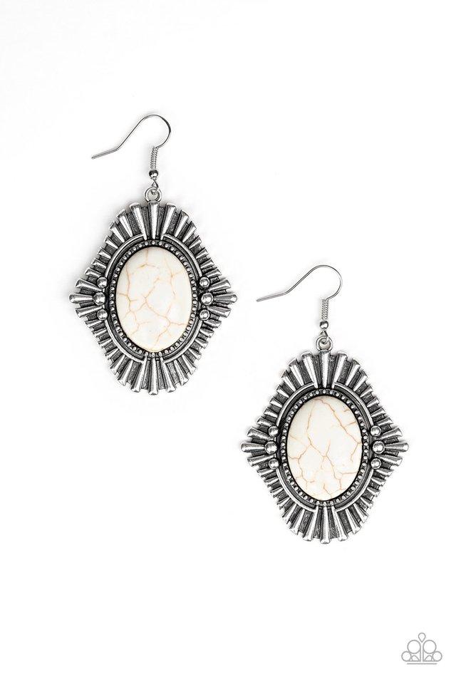 Paparazzi Earring ~ Easy As PIONEER - White
