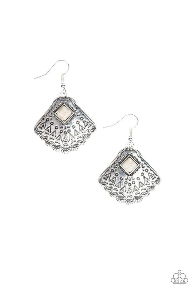 Paparazzi Earring ~ Mountain Mesa - White