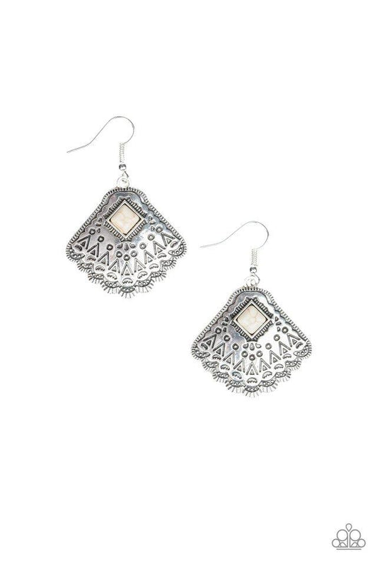 Paparazzi Earring ~ Mountain Mesa - White