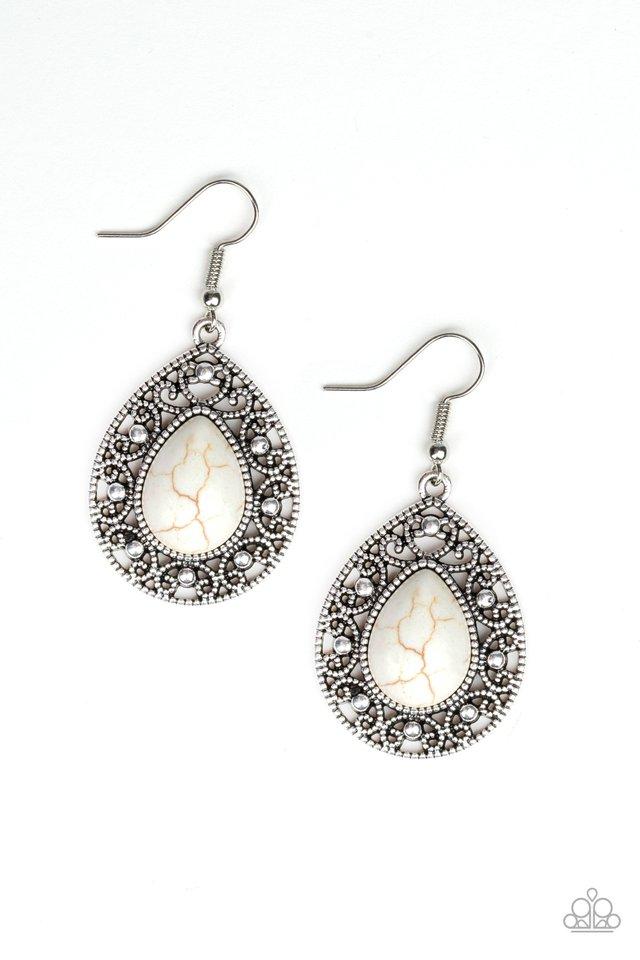Paparazzi Earring ~ Stone Story - White