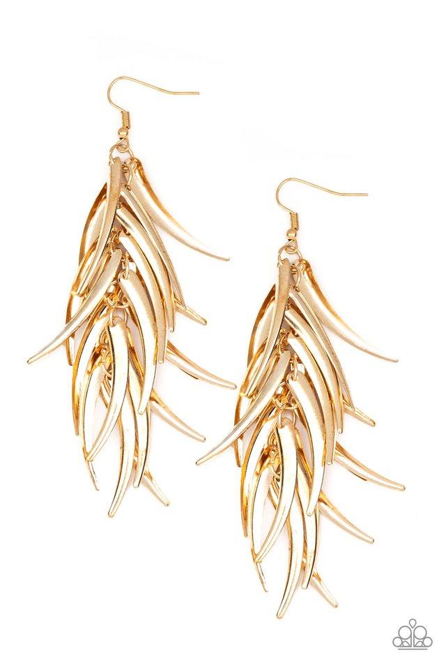 Paparazzi Earring ~ Tasseled Talons - Gold