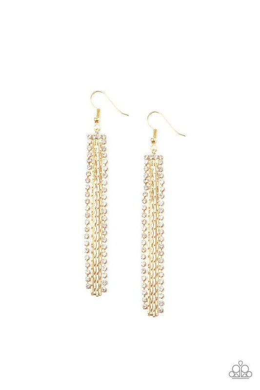 Paparazzi Earring ~ Starlit Tassels - Gold