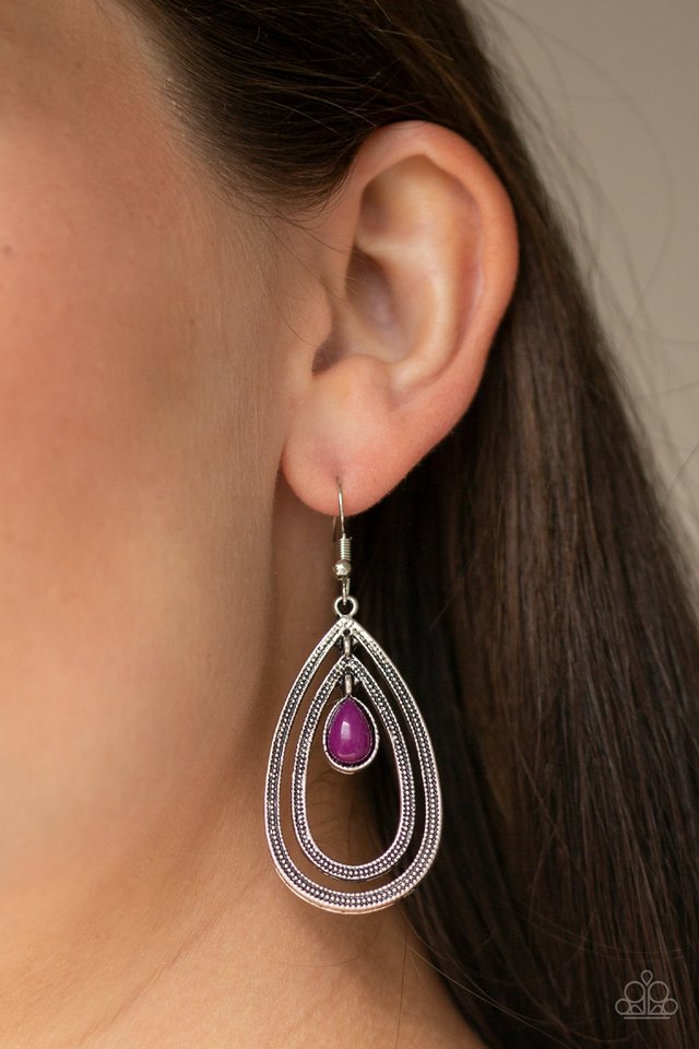 Drops of Color - Purple - Paparazzi Earring Image