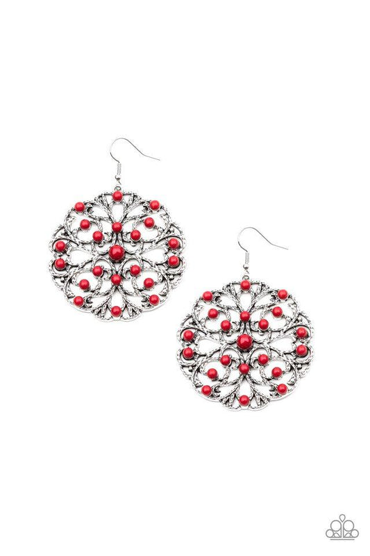 Paparazzi Earring ~ Rainbow Dew - Red