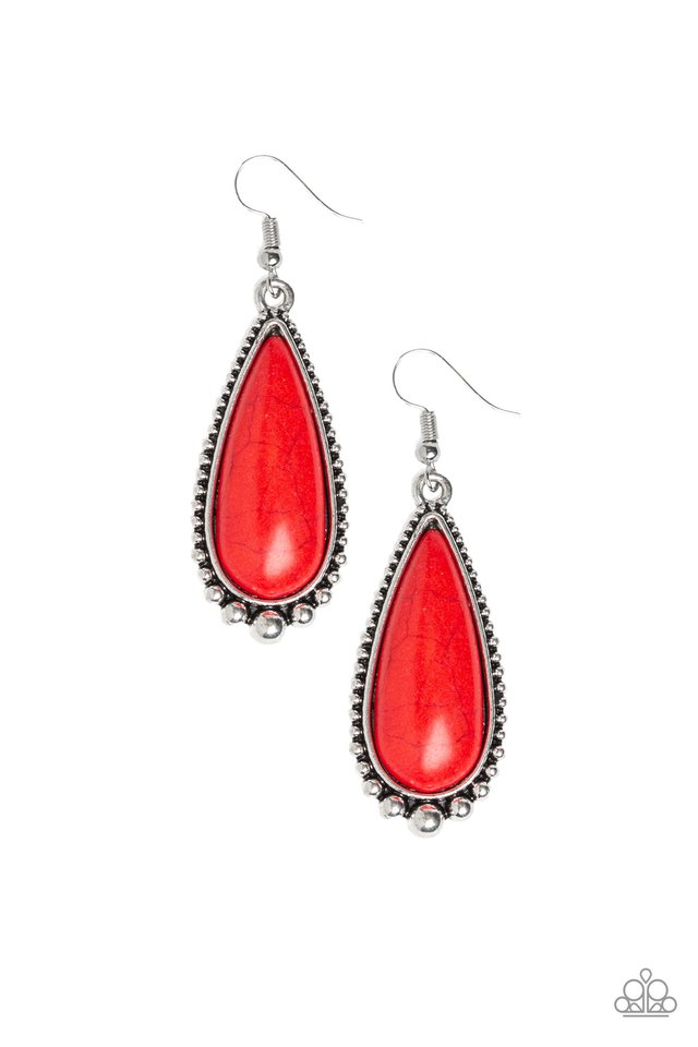 Desert Quench - Red - Paparazzi Earring Image