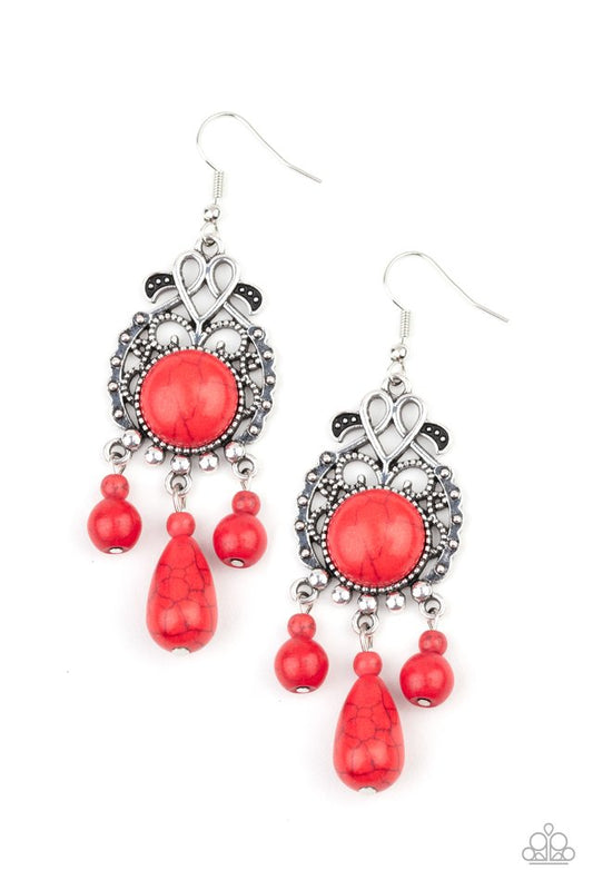 Stone Bliss - Red - Paparazzi Earring Image