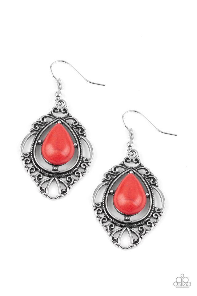 Southern Fairytale - Red - Paparazzi Earring Image