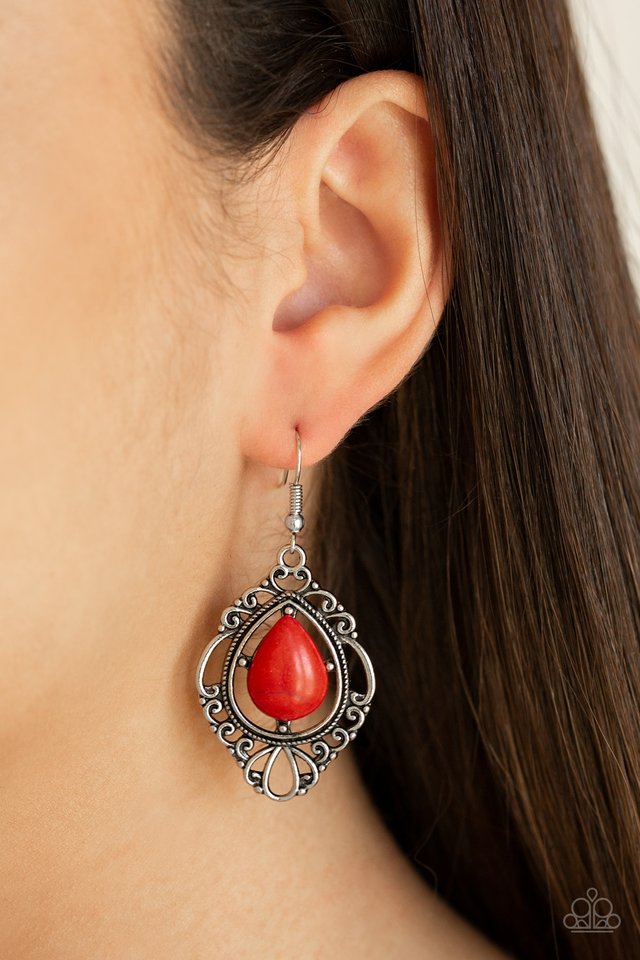 Southern Fairytale - Red - Paparazzi Earring Image