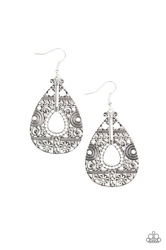 Paparazzi Earring ~ Malibu Gardens - White