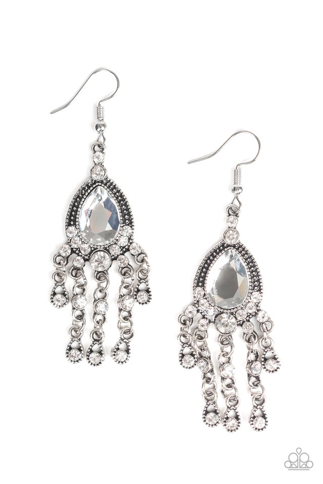 Bling Bliss - White - Paparazzi Earring Image