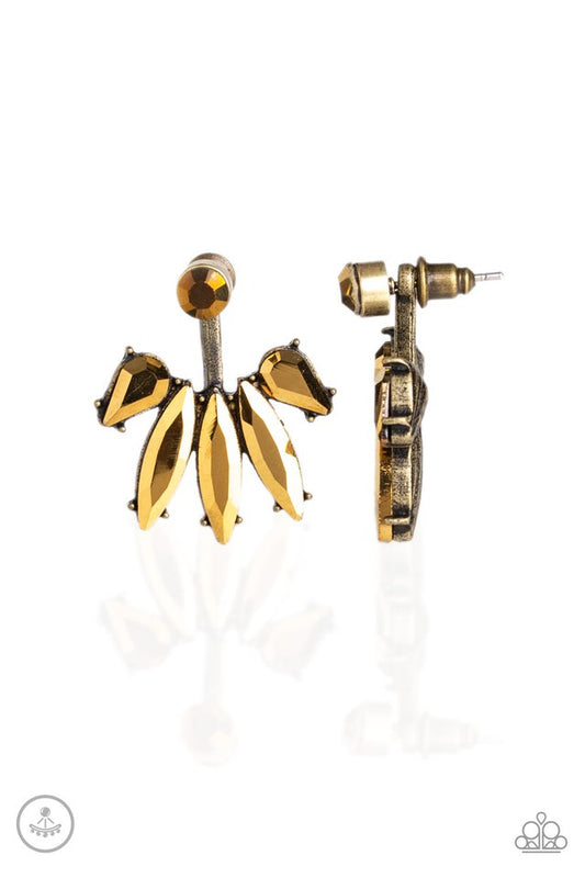 Stunningly Striking - Brass - Paparazzi Earring Image