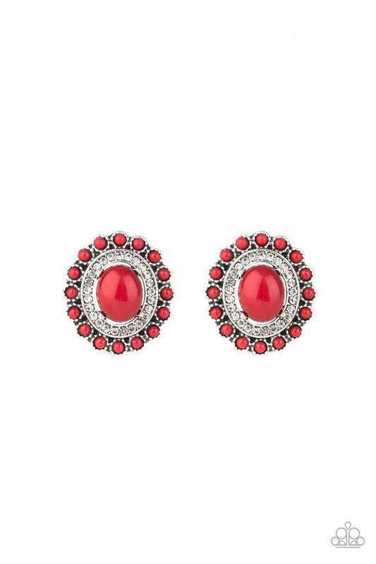 Floral Flamboyance - Red - Paparazzi Earring Image
