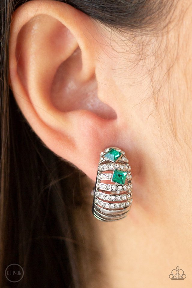 Bank Tank - Green - Paparazzi Earring Image