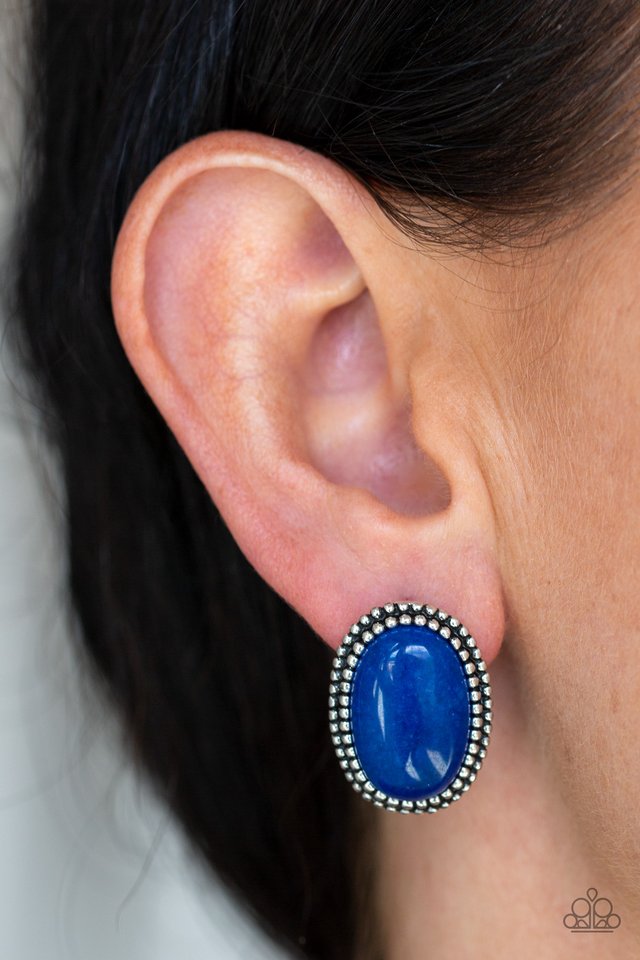 Shiny Sediment - Blue - Paparazzi Earring Image
