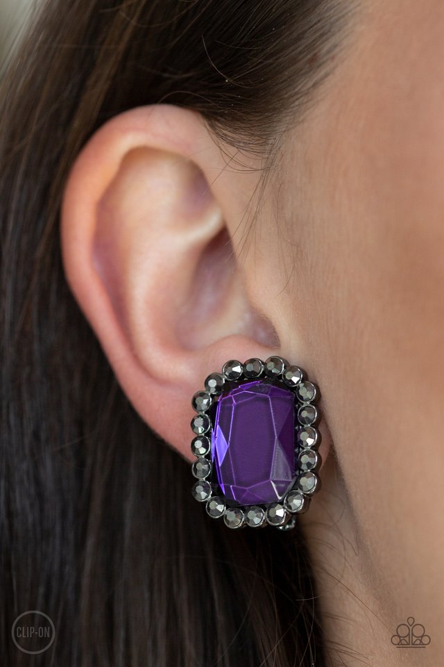 Glitter Enthusiast - Purple - Paparazzi Earring Image