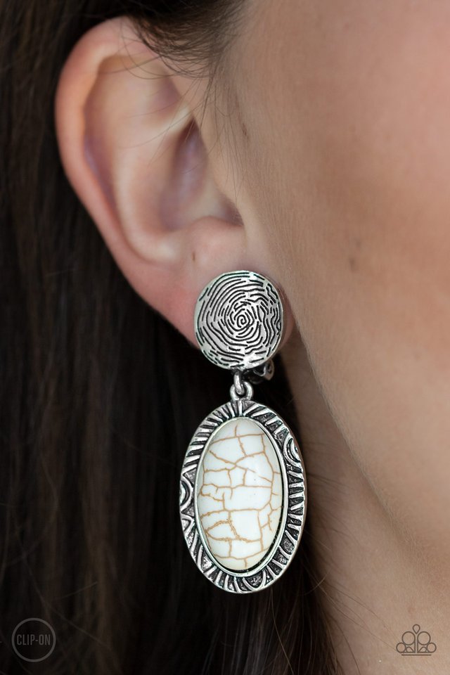 Southern Impressions - White - Paparazzi Earring Image