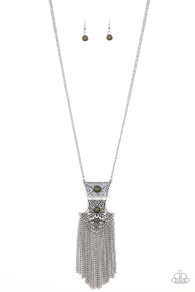 Totem Tassel - Green - Paparazzi Necklace Image