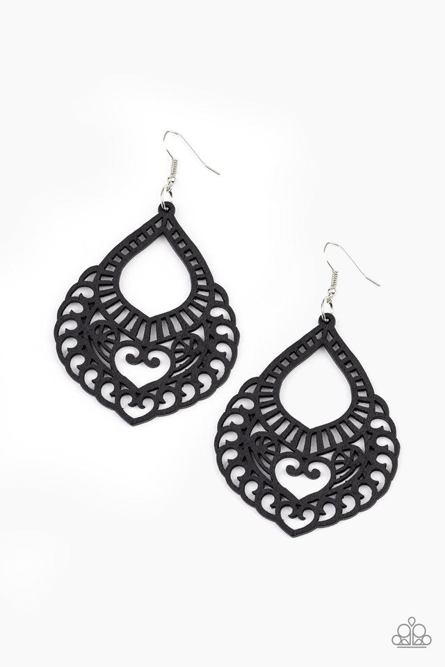 If You WOOD Be So Kind - Black - Paparazzi Earring Image