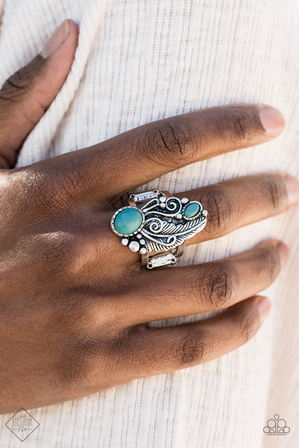 Paparazzi Ring ~ Desert Nest - Blue - Fashion Fix Aug2020
