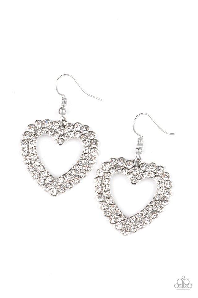 Paparazzi Earring ~ High School Sweethearts - White