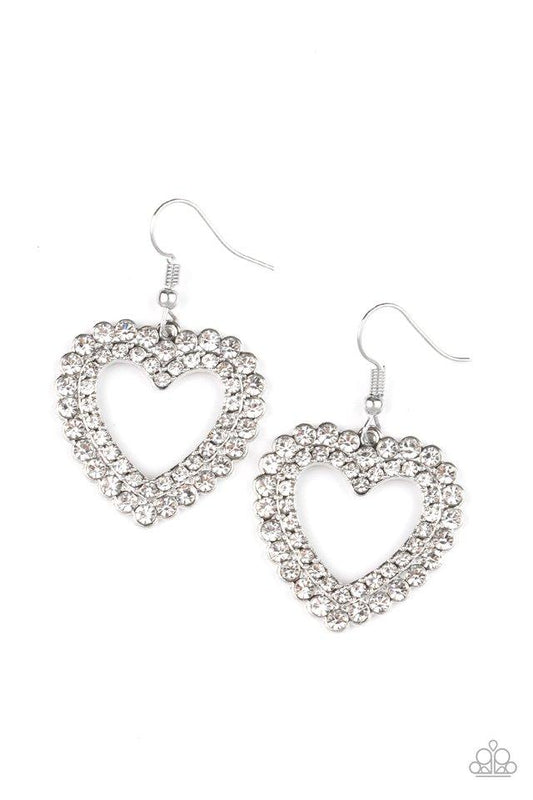 Paparazzi Earring ~ High School Sweethearts - White