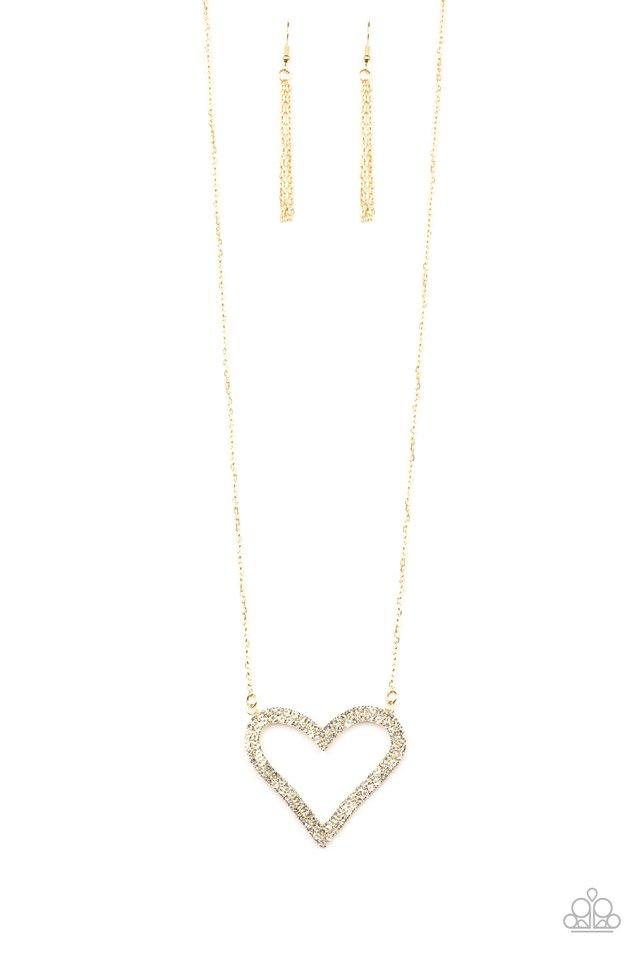 Paparazzi Necklace ~ Pull Some HEART-strings - Gold