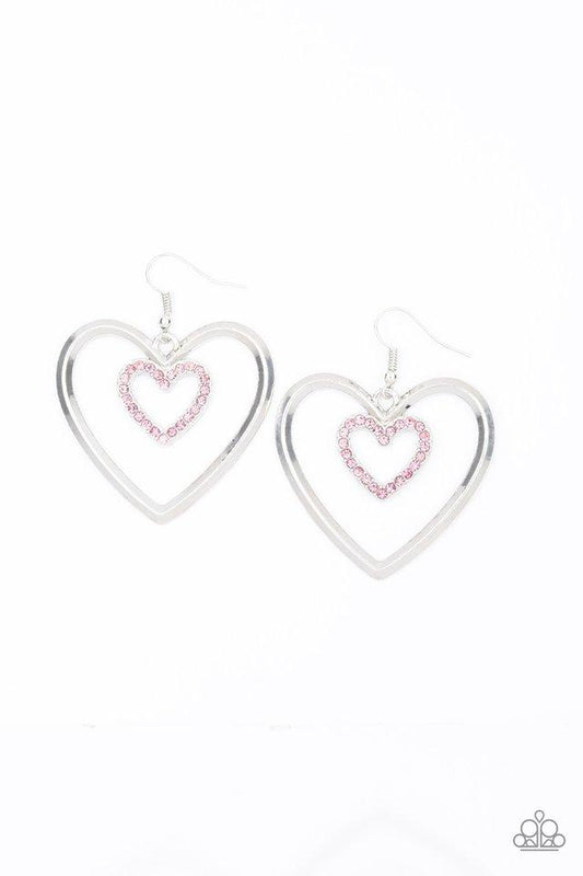 Paparazzi Earring ~ Heart Candy Couture - Pink