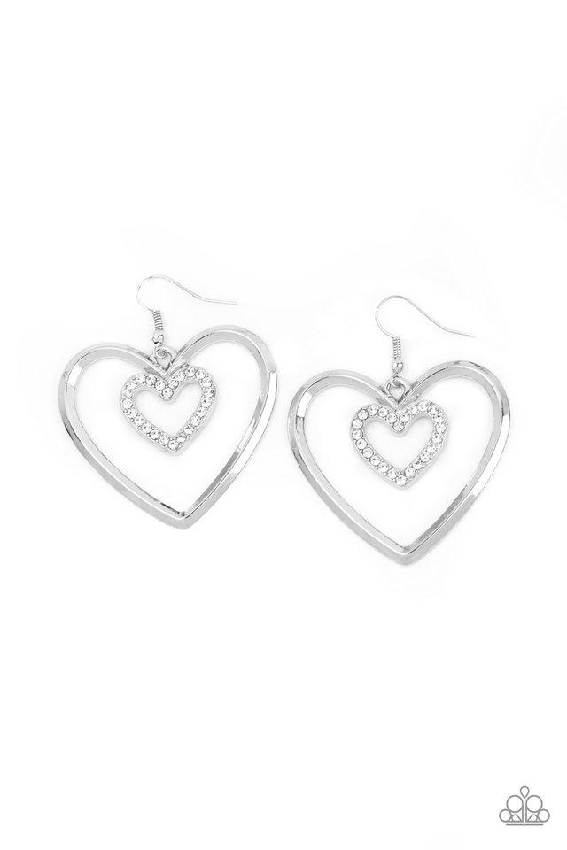 Paparazzi Earring ~ Heart Candy Couture - White