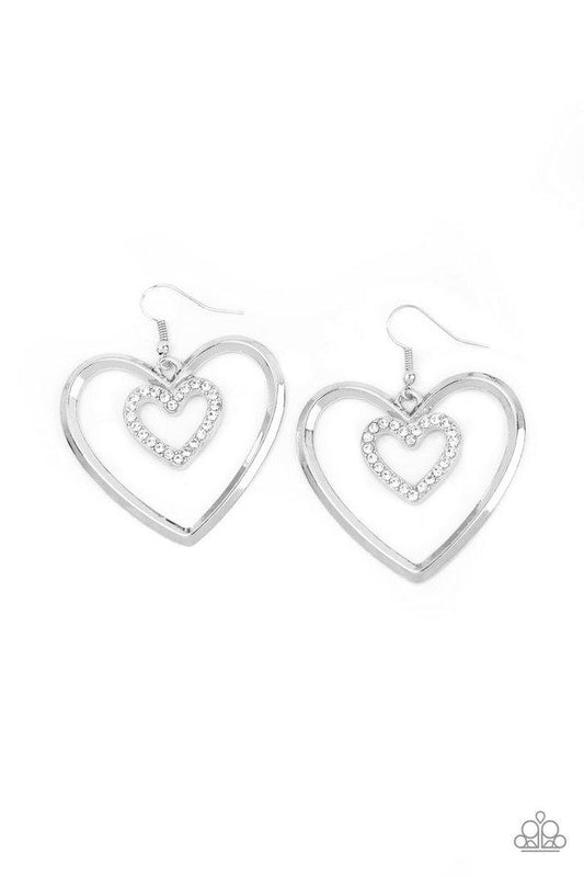 Paparazzi Earring ~ Heart Candy Couture - White