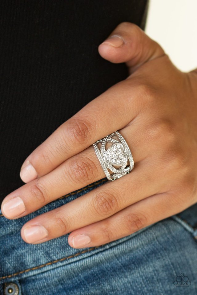 Sweetly Sweetheart - White - Paparazzi Ring Image