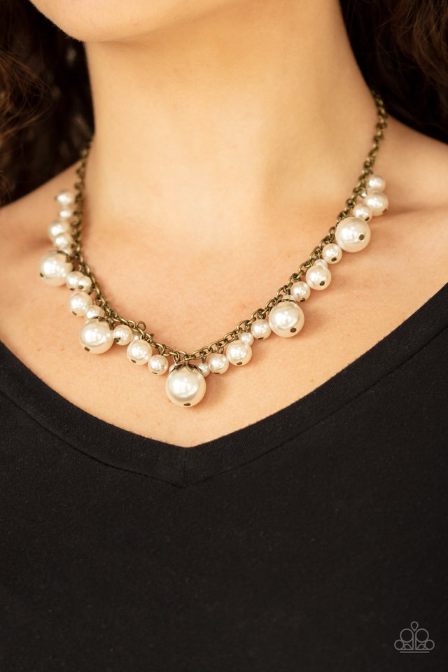 Uptown Pearls - Brass - Paparazzi Necklace Image