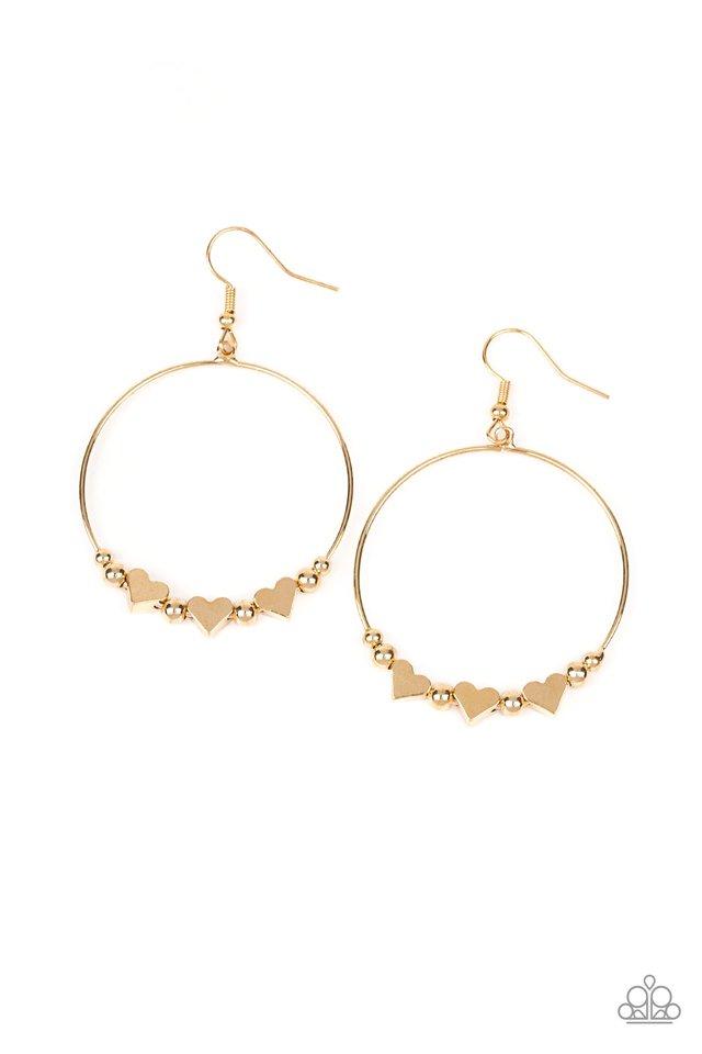 Paparazzi Earring ~ I Cant HEART You - Gold