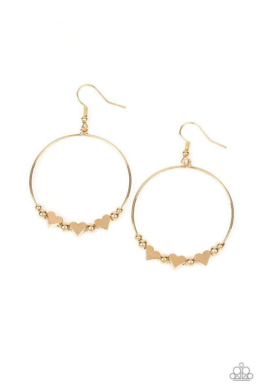 Paparazzi Earring ~ I Cant HEART You - Gold
