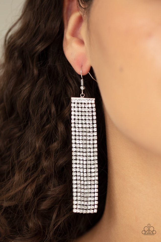 Top-Down Shimmer - White - Paparazzi Earring Image
