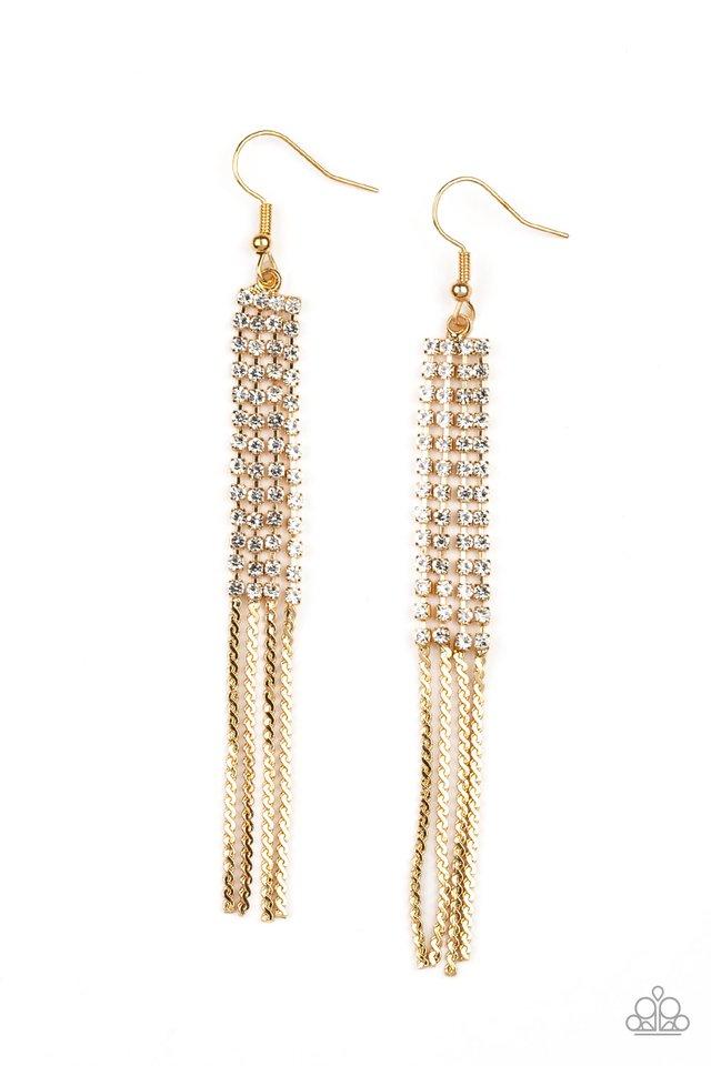 Paparazzi Earring ~ Rhinestone Romance - Gold