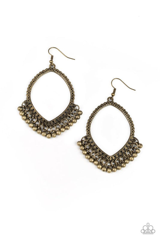 Heirloom Harmony - Brass - Paparazzi Earring Image