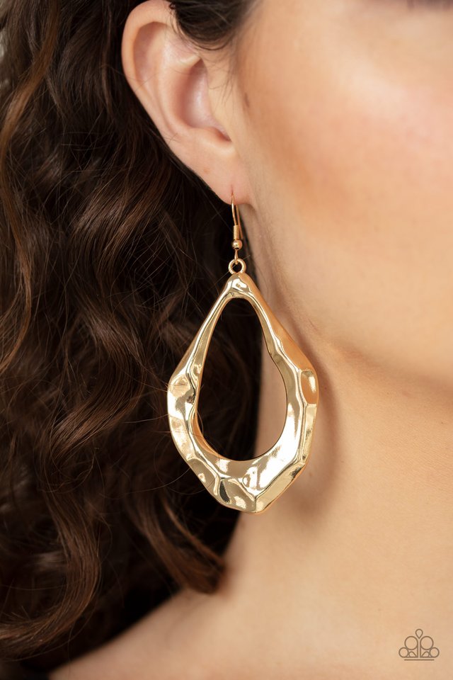 Industrial Imperfection - Gold - Paparazzi Earring Image