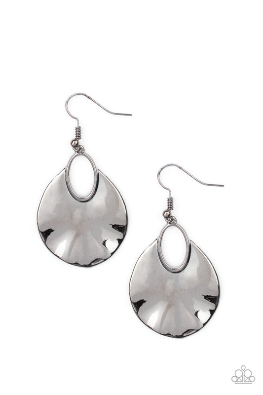 Ruffled Refinery - Black - Paparazzi Earring Image