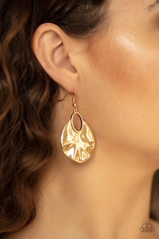 Ruffled Refinery - Gold - Paparazzi Earring Image