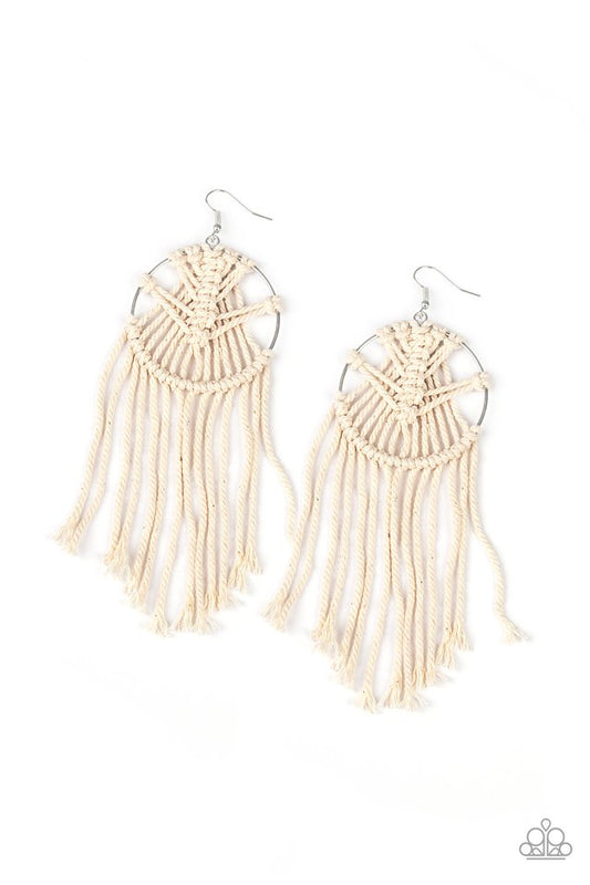 MACRAME, Myself, and I - White - Paparazzi Earring Image