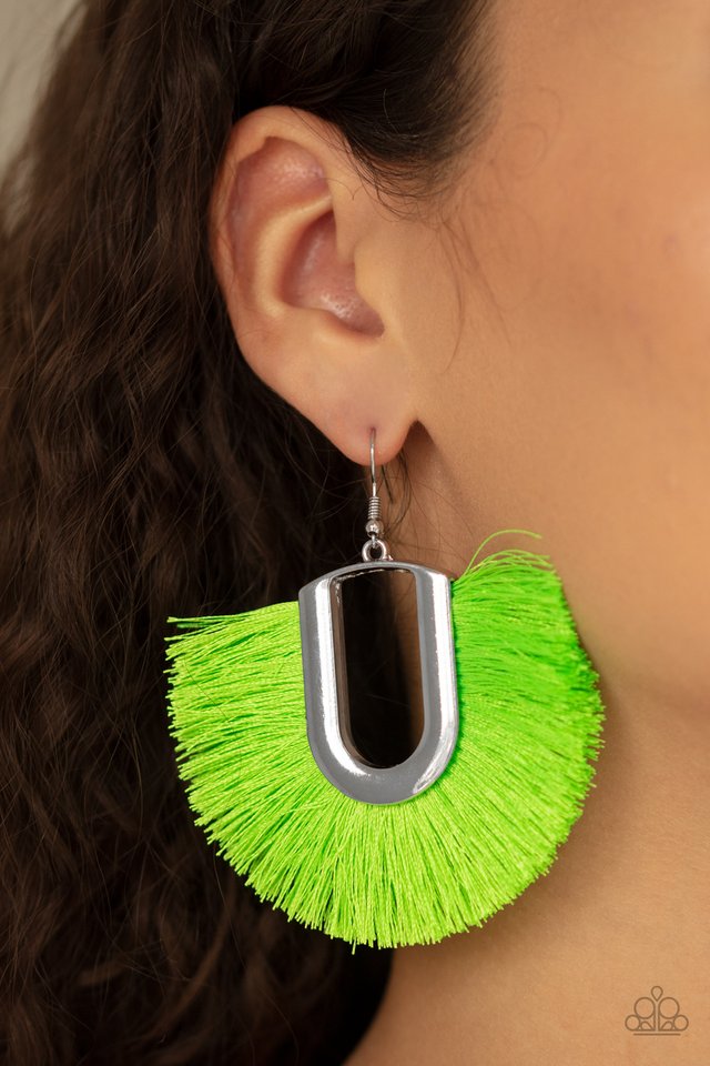 Tassel Tropicana - Green - Paparazzi Earring Image