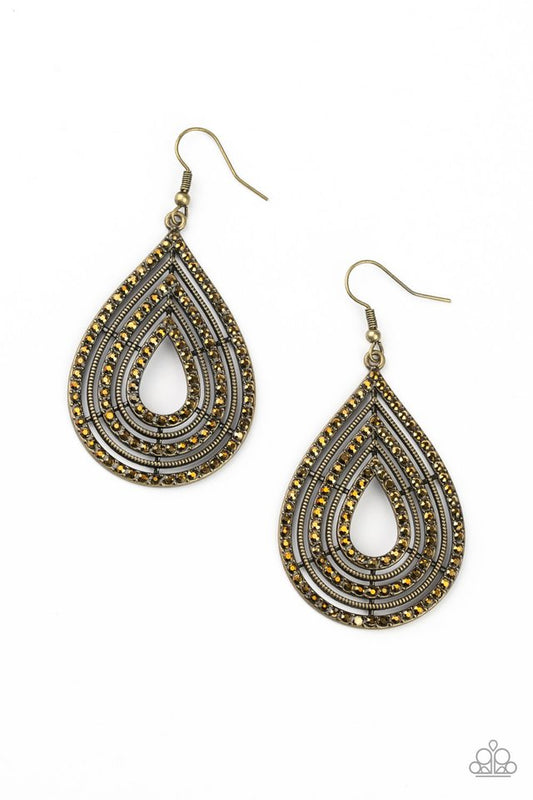 5th Avenue Attraction - Brass - Paparazzi Earring Image